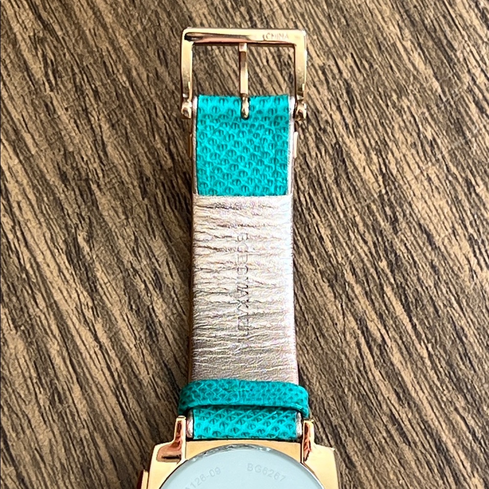 BCBGMaxAzria Gold & Teal Textured Square Watch (inoperative) - Picture 5 of 7